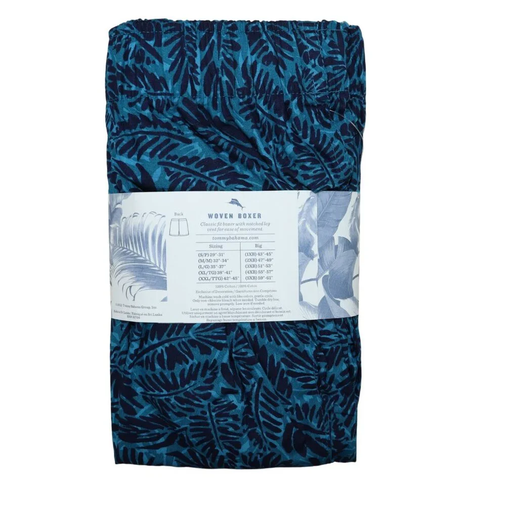 Tommy Bahama Boxer Shorts Teal Palm Fronds 100% Cotton NWT